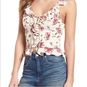 ASTR The Label Floral Ruffle Button Down Top